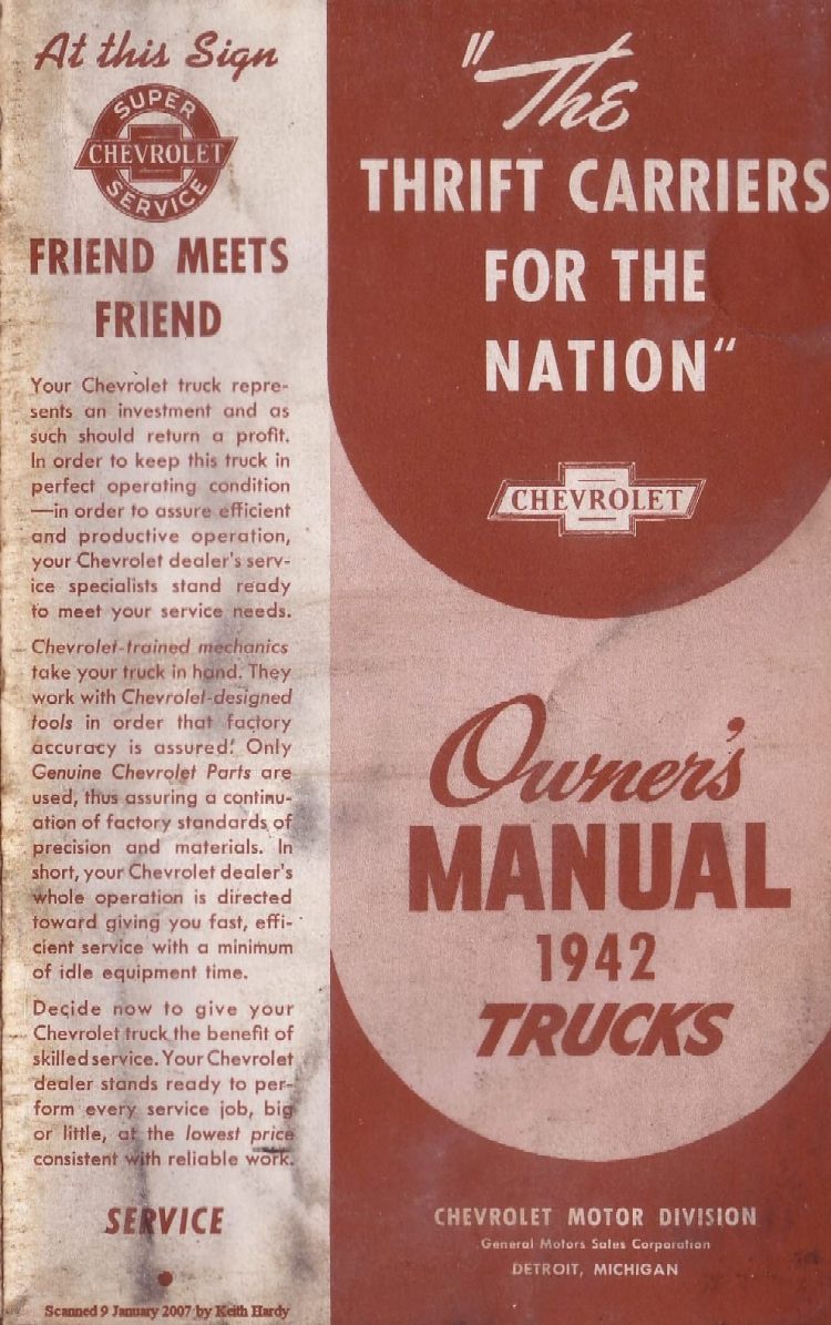 1942 Chevrolet Truck Owners Manual Page 1